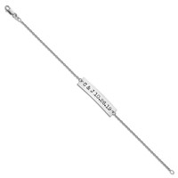 SS Rhodium-plated Brushed Epoxy Initials and Date Bar Bracelet view 2