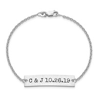 SS Rhodium-plated Brushed Epoxy Initials and Date Bar Bracelet view 4