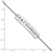 SS Rhodium-plated Brushed Epoxy Initials and Date Bar Bracelet view 3