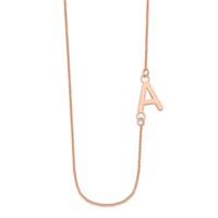 14K Rose Gold Small Offset Initial Necklace view 2