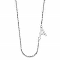 Sterling Silver Rhodium-plated Small Offset Initial Necklace view 2