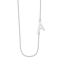 14K White Gold Small Offset Initial Necklace view 2