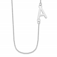 14K White Gold Small Offset Initial Necklace view 1