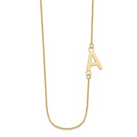 14K Yellow Gold Small Offset Initial Necklace view 2