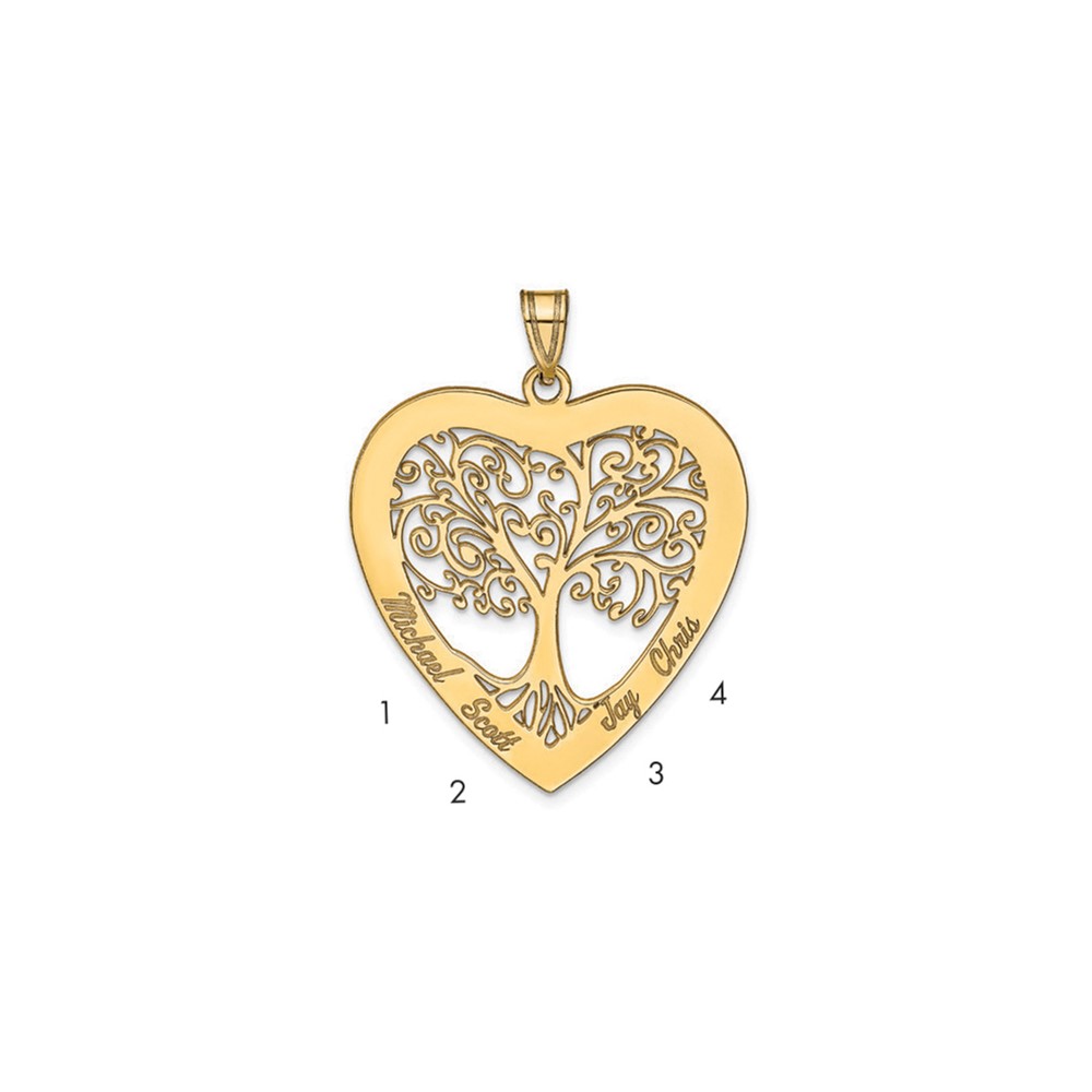 Sterling Silver Gold-plated Heart Family Tree Pendant