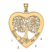 Sterling Silver Gold-plated Heart Family Tree Pendant view 1