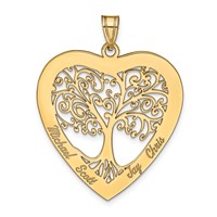 Sterling Silver Gold-plated Heart Family Tree Pendant view 2