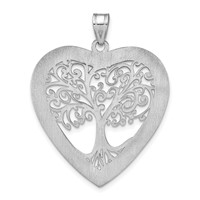 Sterling Silver Rhodium-plated Heart Family Tree Pendant view 4