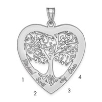 Sterling Silver Rhodium-plated Heart Family Tree Pendant view 1