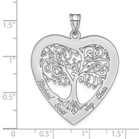 Sterling Silver Rhodium-plated Heart Family Tree Pendant view 5