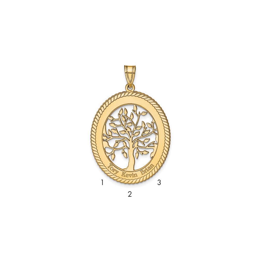 Sterling Silver Gold-plated Oval Family Tree Pendant