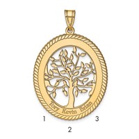 Sterling Silver Gold-plated Oval Family Tree Pendant view 1