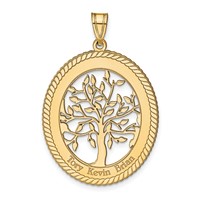 Sterling Silver Gold-plated Oval Family Tree Pendant view 2
