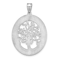 Sterling Silver Rhodium-plated Oval Family Tree Pendant view 4