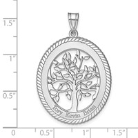 Sterling Silver Rhodium-plated Oval Family Tree Pendant view 5