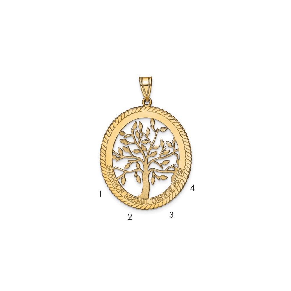 Sterling Silver Gold-plated Oval Family Tree Pendant