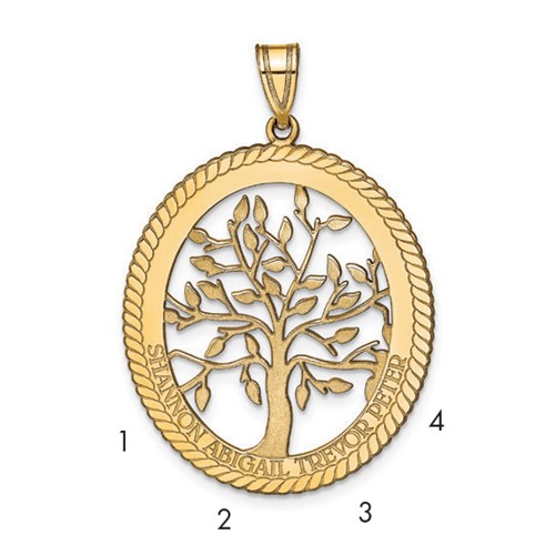 Sterling Silver Gold-plated Oval Family Tree Pendant