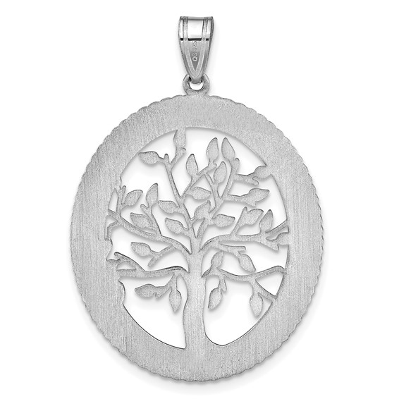 Laser Polished Family Tree Oval Pendant