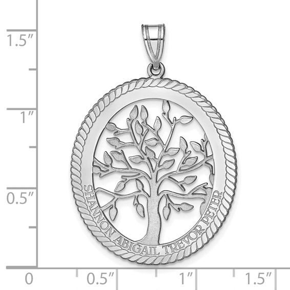 Laser Polished Family Tree Oval Pendant