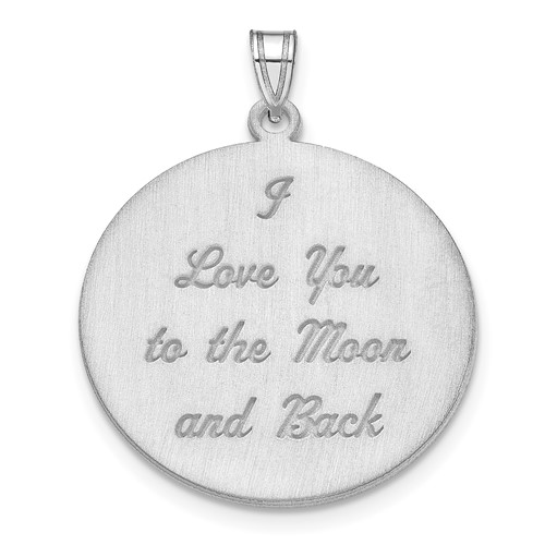 SS Rhodium-plated Brushed I Love You to the Moon Pendant