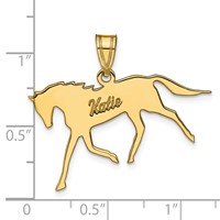 14K Yellow Gold Horse Pendant with Name view 3