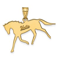14K Yellow Gold Horse Pendant with Name view 1
