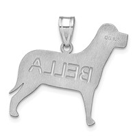 Sterling Silver Rhodium-plated Dog Pendant with Cut-out Name view 4