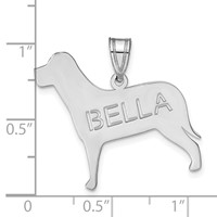 Sterling Silver Rhodium-plated Dog Pendant with Cut-out Name view 3