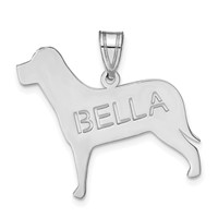 Sterling Silver Rhodium-plated Dog Pendant with Cut-out Name view 1