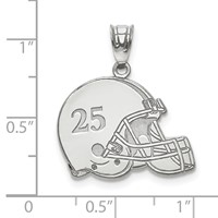 SS Rhodium-plated Personalized Football Helmet Pendant view 3