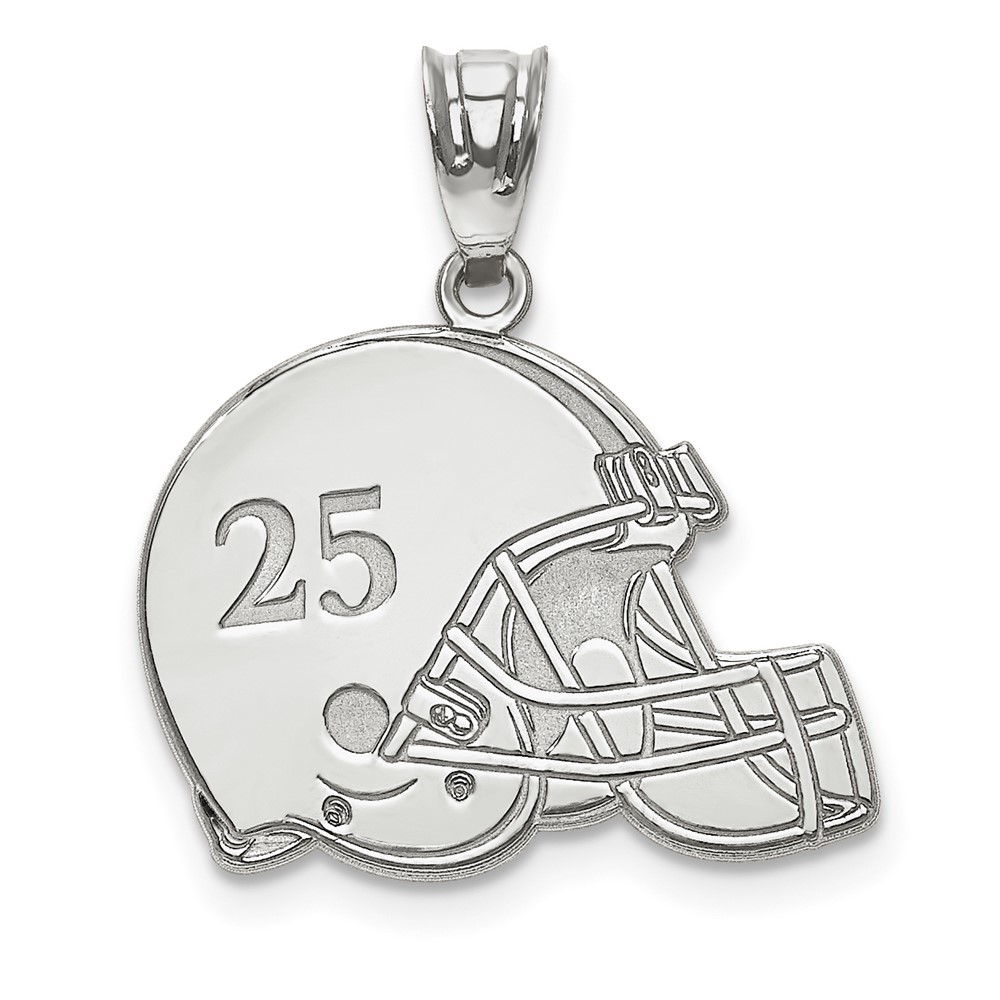 SS Rhodium-plated Personalized Football Helmet Pendant