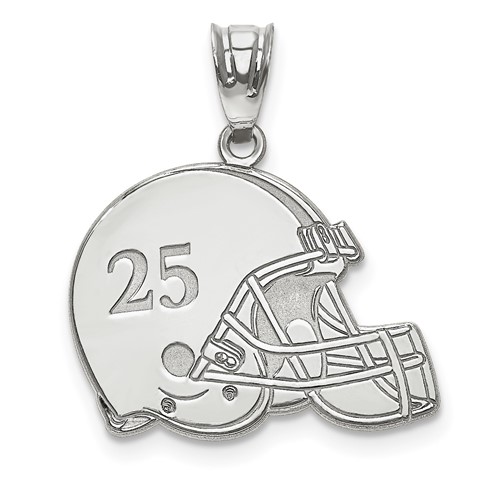SS Rhodium-plated Personalized Football Helmet Pendant