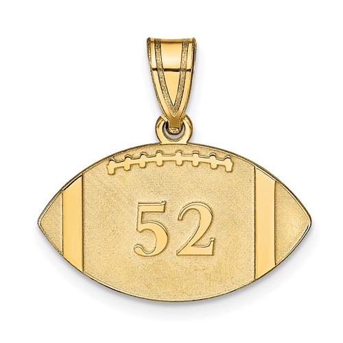14K Yellow Gold Personalized Football Pendant