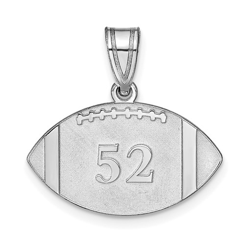 14K White Gold Personalized Football Pendant