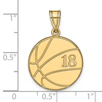 14K Yellow Gold Personalized Basketball Pendant view 3