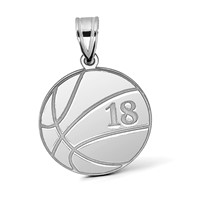 14K White Gold Personalized Basketball Pendant view 5