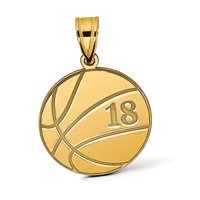 14K Yellow Gold Personalized Basketball Pendant view 4