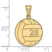 14K Yellow Gold Personalized Volleyball Pendant view 3