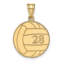 14K Yellow Gold Personalized Volleyball Pendant view 1