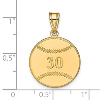 Sterling Silver Gold-plated Personalized Baseball Pendant view 4