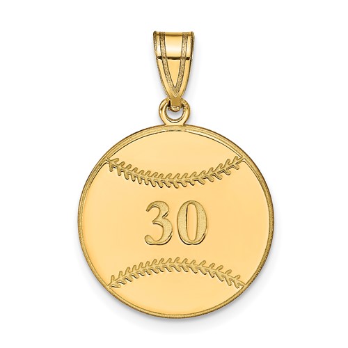 Sterling Silver Gold-plated Personalized Baseball Pendant