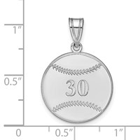 10K White Gold Personalized Baseball Pendant view 3