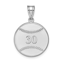 14K White Gold Personalized Baseball Pendant view 1