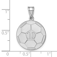 Sterling Silver Rhodium-plated Personalized Soccer Pendant view 4