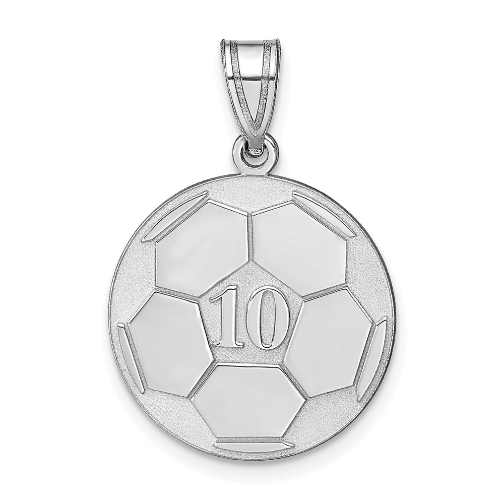 Sterling Silver Rhodium-plated Personalized Soccer Pendant
