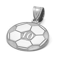 14K White Gold Personalized Soccer Pendant view 5