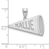 Sterling Silver Rhodium-plated Personalized Megaphone Pendant view 2