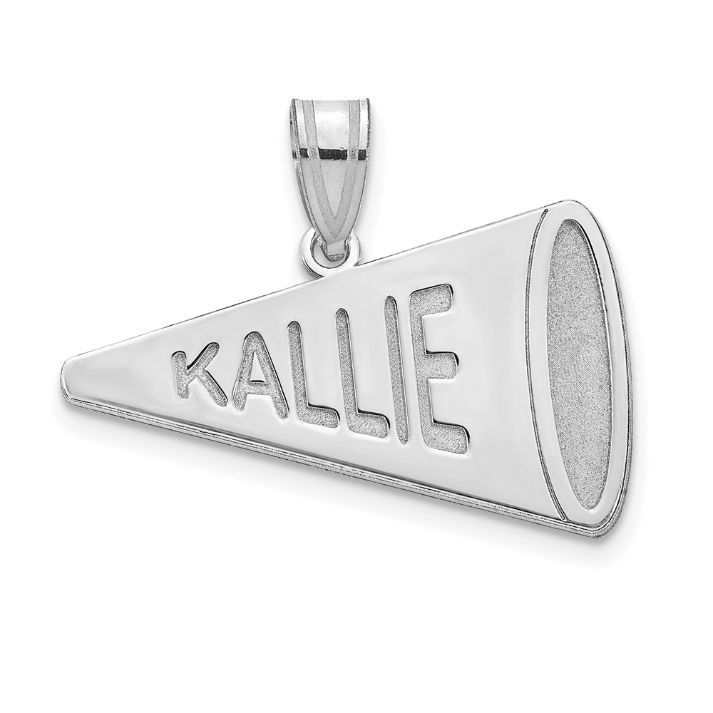 Sterling Silver Rhodium-plated Personalized Megaphone Pendant