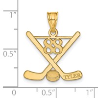 14K Yellow Gold Personalized Hockey Pendant view 2