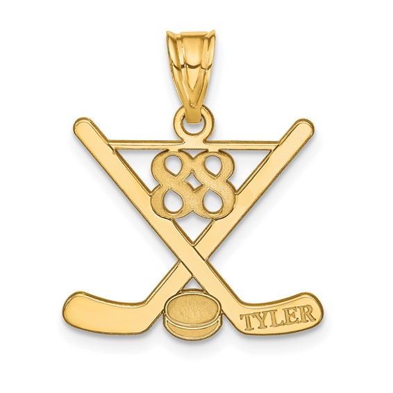 Laser Polished Name And Number Hockey Pendants